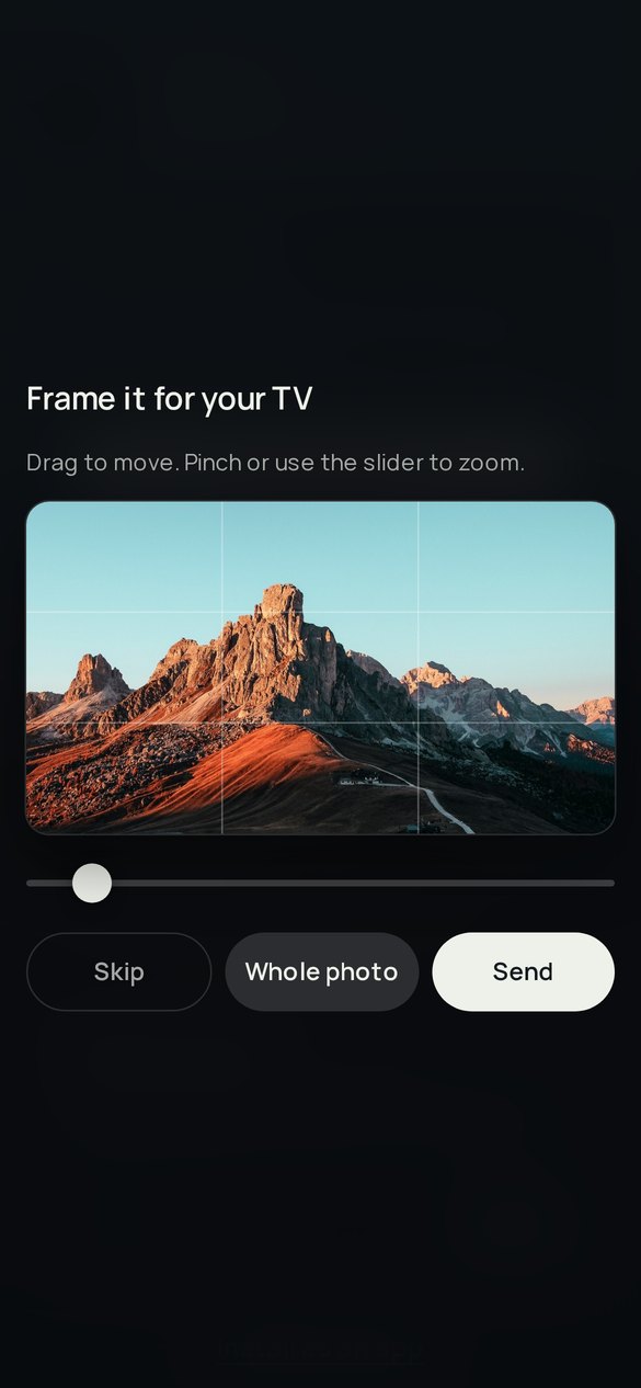 Cropping a photo to the TV's 16:9 frame in Shore Companion
